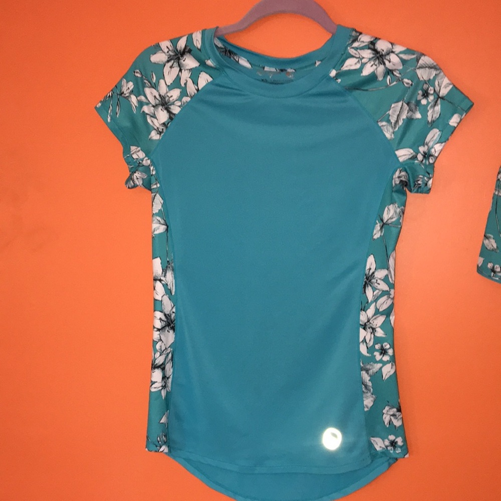 Reel Legends Teal Floral Rash Guard Swim Set XS/S 2/4 2 Piece Athletic Swimsuit - Picture 7 of 17